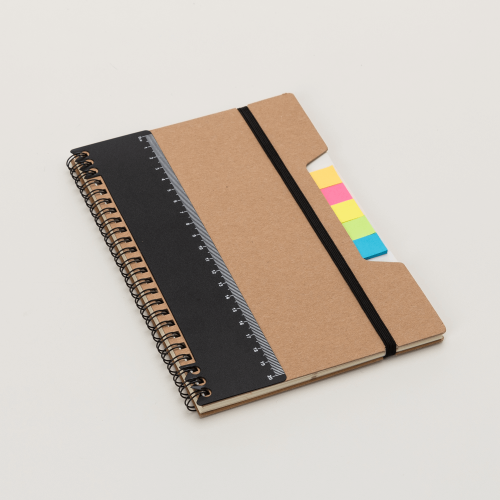 Caderno com régua e autocolantes personalizado para brindes