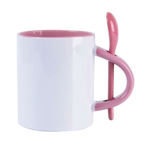 Caneca Cerâmica Com Colher 325ml