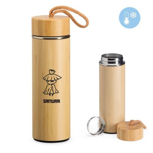Garrafa térmica bambu personalizada