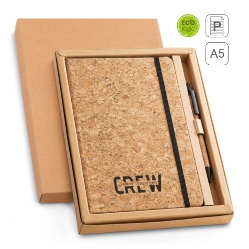 kit eco caderno com caneta em cortiça  personalizado para brindes Freud 93578