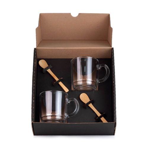 Kit Canecas Com Colheres 4 Peças KT-9039F
