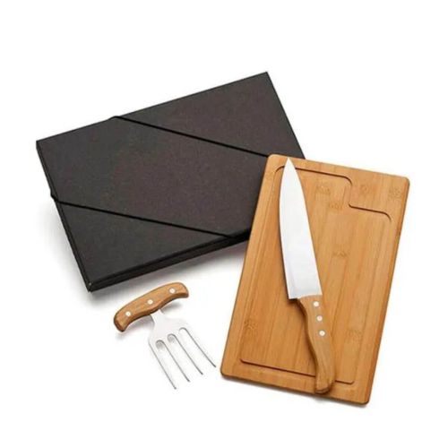 Kit Para Churrasco Em Bambu Com Garfo 4 Dentes ME-1990