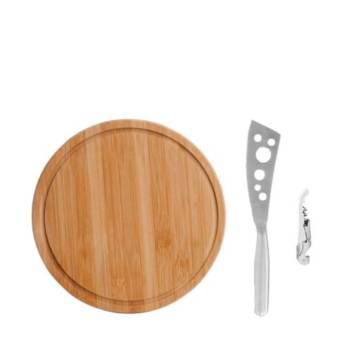 Kit queijo e vinho com tábua, faca e abridor KT-90014