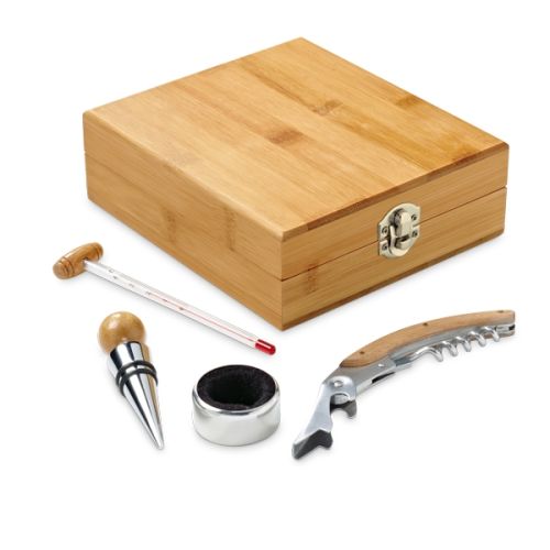 kit vinho estojo de bambu personalizado para brindes.