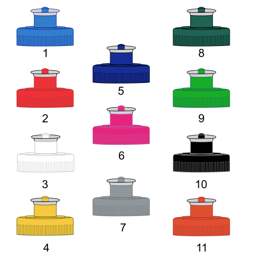 Cores das tampas